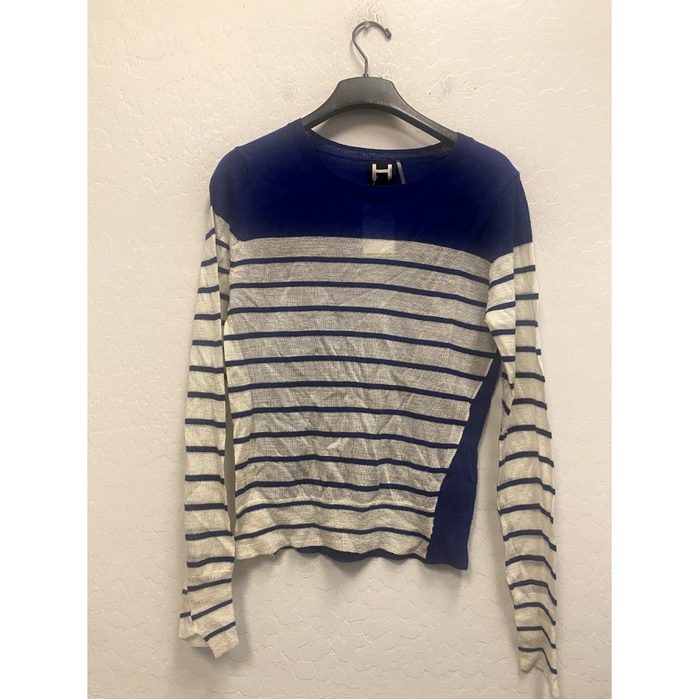 Nordstrom Rack Blue Striped Long Sleeve Blouse size L